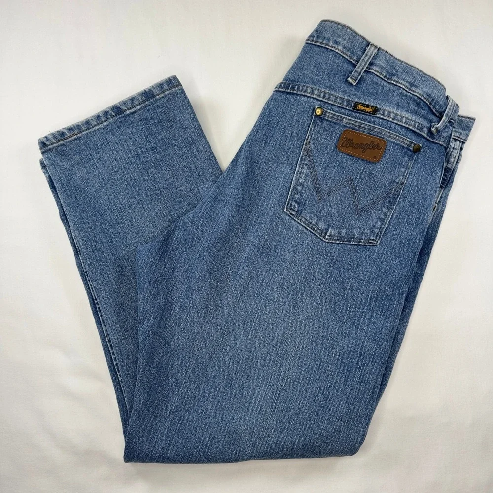 Wrangler 47 Jeans Mens‎ 42x30 Advanced Comfort Regular Fit Blue Denim Western